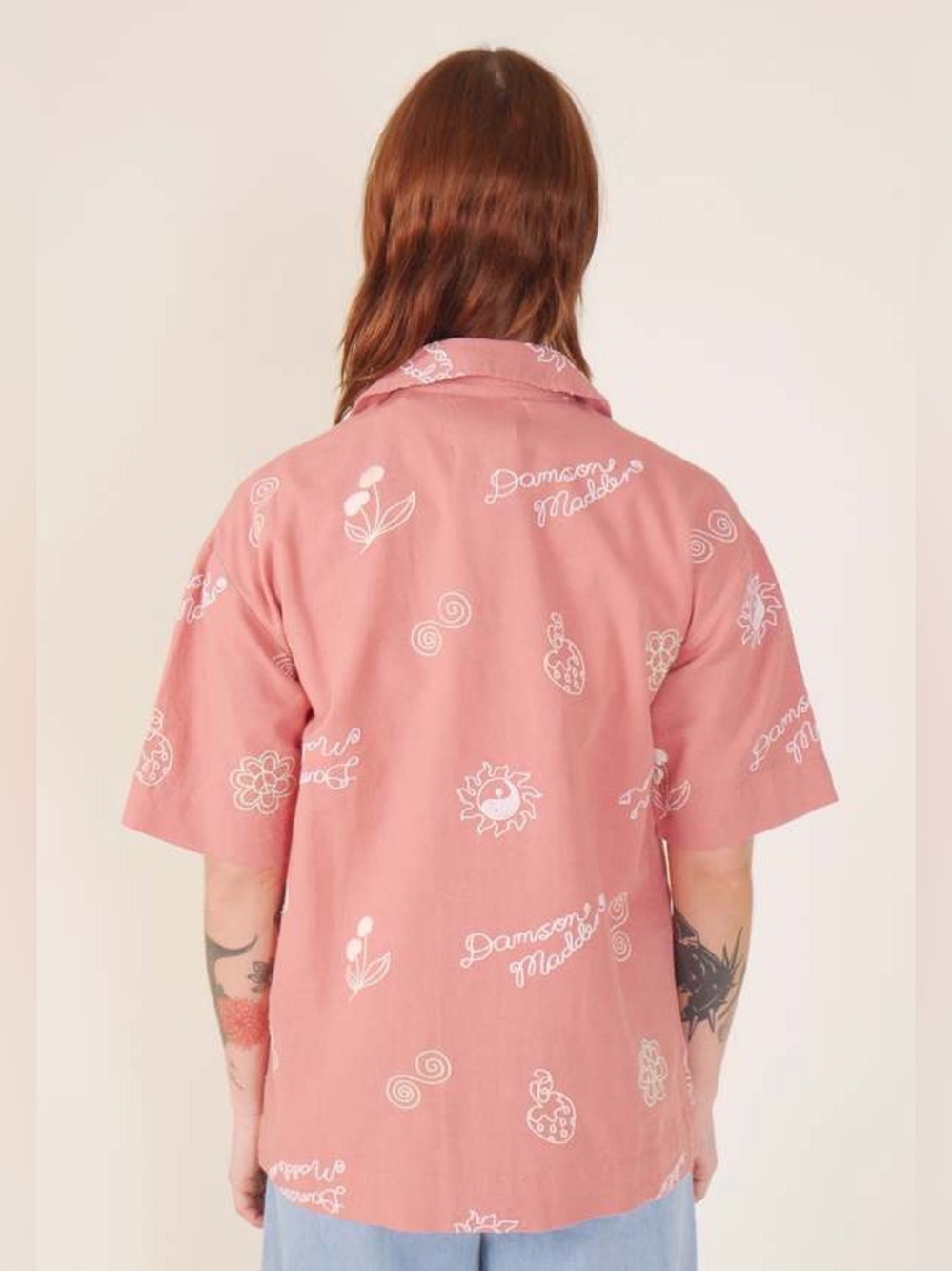 Damson Madder Chloe Embroidered Shirt In Salmon View 3